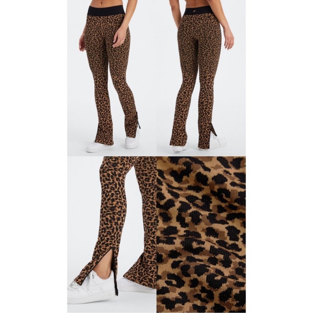 Fabletics Brown Leopard Split-Hem Flare Leggings